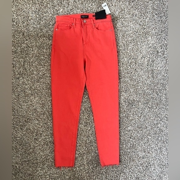 Banana Republic Bright Tangerine High Rise Raw Hem Ankle Jeans - Picture 2 of 5